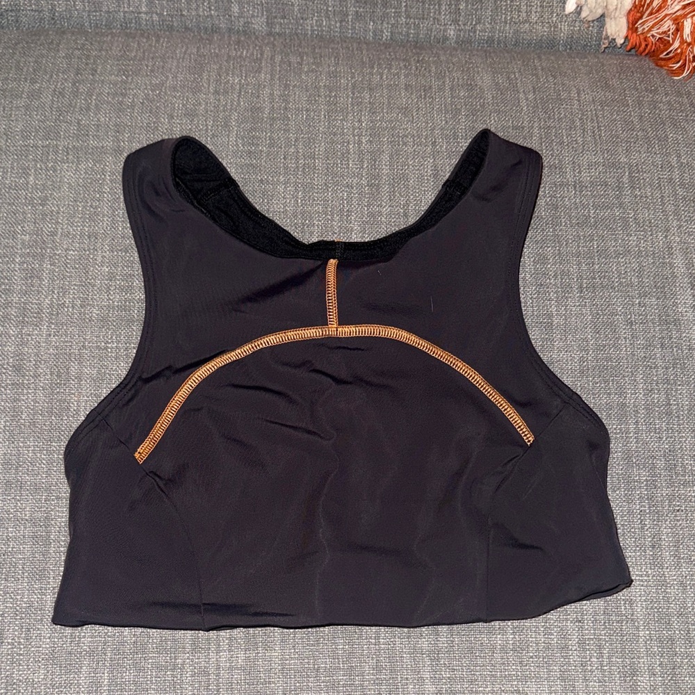 lululemon athletica Black Sports Bra with Orange Accents